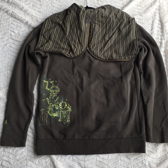 VOLCOM Women's Large Green Zip up Hoodie Vintage - Picture 3 of 8